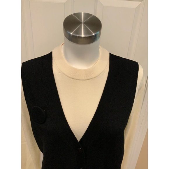 MM6 Maison Martin Margiela Cream/Black Wool "Trompe L'oeil" Sweater, Size M - Picture 3 of 8